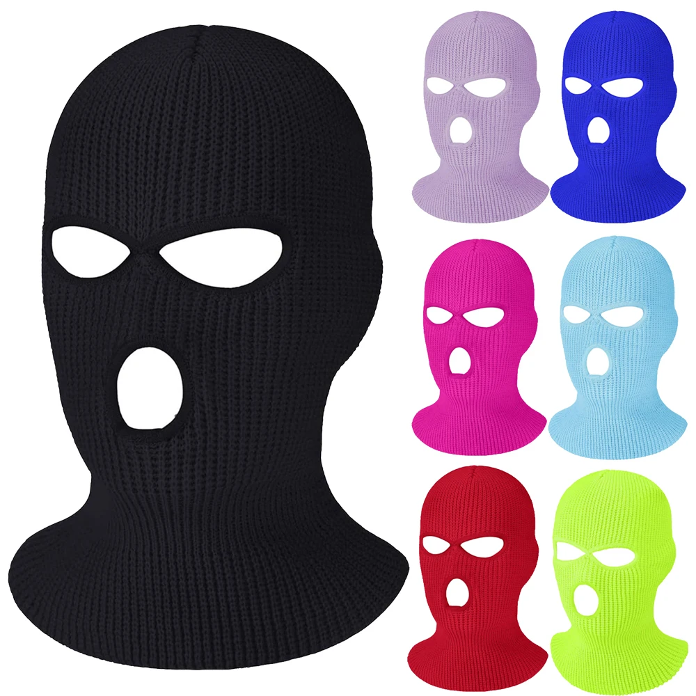 AliExpress NONE  3 Holes Ski Mask Full Face Cover Outdoor Balaclava Winter Knitted Neck Gaiter for Halloween Sports Cycling