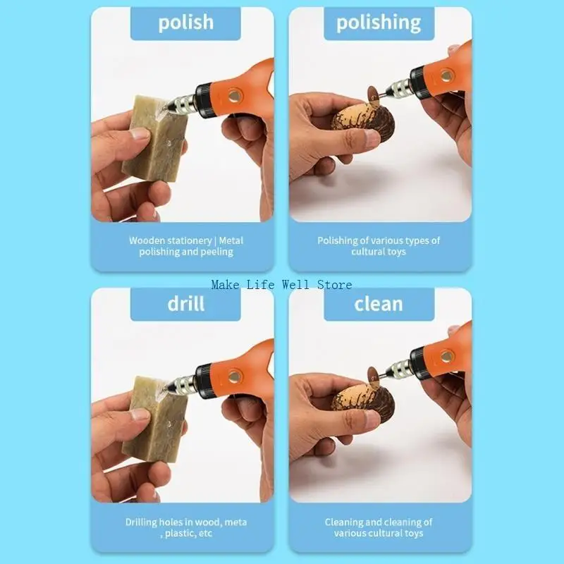 High Efficiency Multipurpose Ergonomic Handle Rotary Tool 5 Speed Adjustment for Home Use Crafting with LED