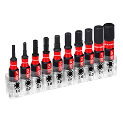 Geinxurn 1inches Multi Hex Head Metric Insert Bits Set,S2 Steel Hex Screwdriver Bit set with  Base and  3 In Bit Holder