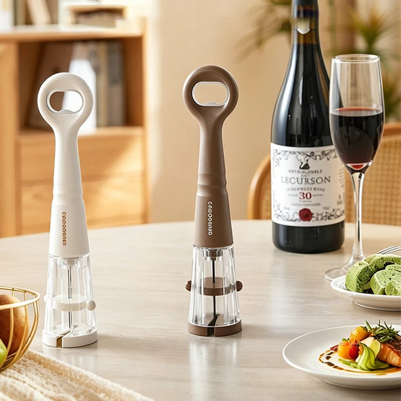 2-in-1 bottle opener for household kitchen use, suitable for beer, red wine, and other wines, portable pneumatic cap opener