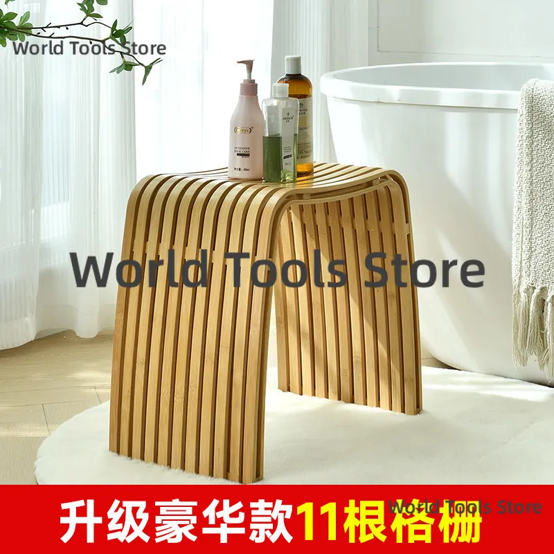 Multifunctional Bamboo Bench Durable Casual Household Seat Portable Dressing Stool For Entryway Living Room Home Furniture