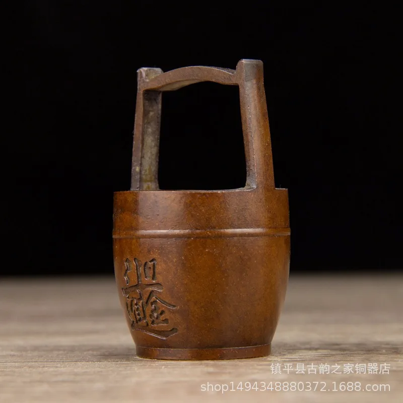 Brass Antique Style Daily Progress Bucket of Gold Ornament Office Living Room Shop Home Desktop Decoration