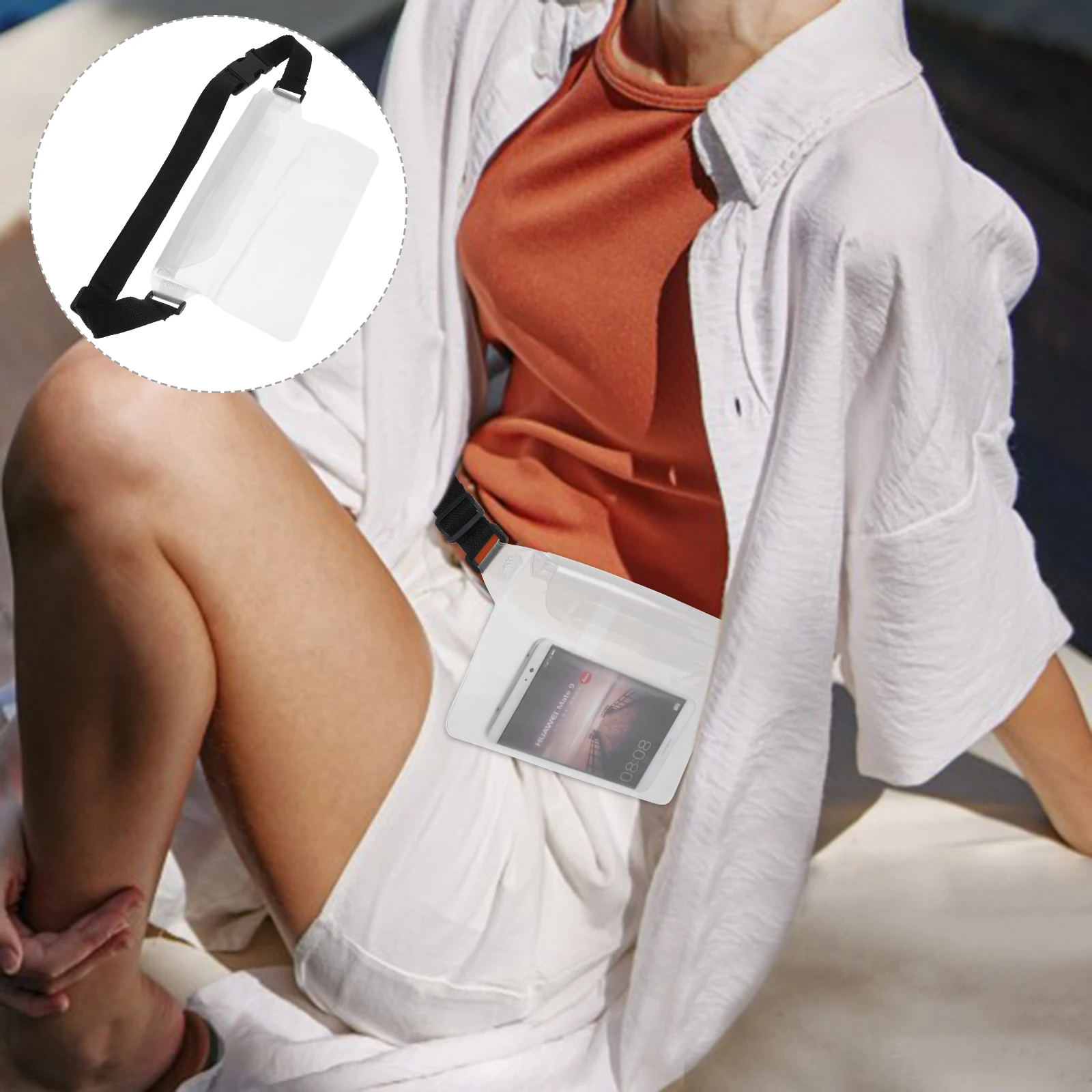 

2pcs Waterproof Fanny Pack Pouch Adjustable Waist Strap Transparent Phone Bag for Swimming Beach Camping Boat Accessories PVC