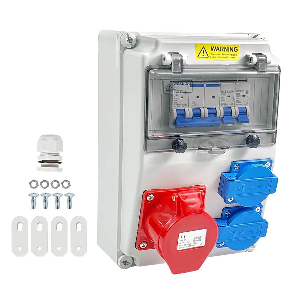 

Dustproof and Moisture Resistant Wall Mounted Power Distributor with Two Standard Sockets and Industrial Socket