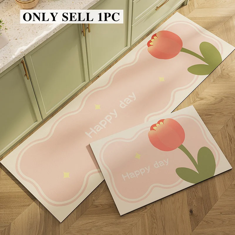Carpet for Kitchen Super Water Absorbent Floor Mat Long Non-slip Foot Mats Modern Style Floral Print Carpets Home Decoration Rug