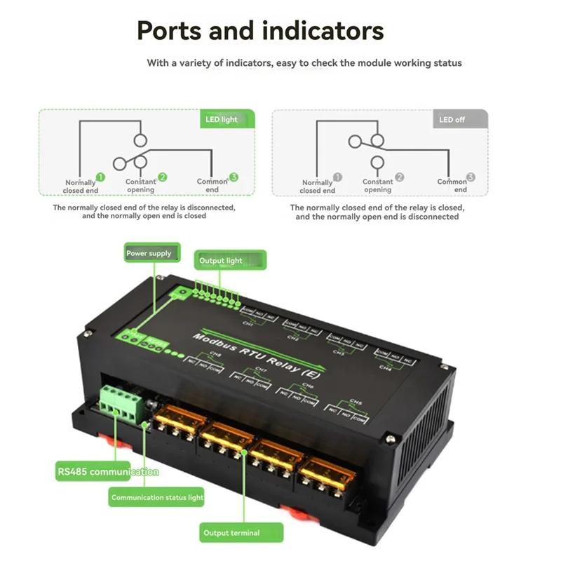 【جديد】8-Ch RS485 وحدة مرحل إيثرنت Modbus RTU بروتوكول عزل مختلف 30A وحدة مرحل عالية التيار