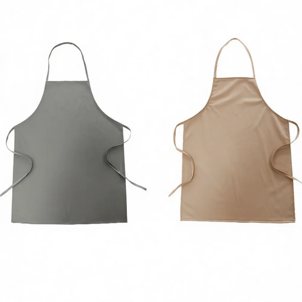 Oilproof Waterproof Kitchen Cooking Apron Soft PU Leather Bib Adjustable Straps Long Design Durable Work Uniform For Adults