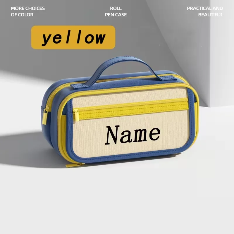 1 Piece Personalized Custom Name Logo Color-Blocked Pencil Case, Student Stationery Storage Bag, Portable Large Capacity, Unique and Exclusive, Perfect for School/Office Organization, Multi-Pocket Classification, Suitable for Campus Use, Gives You a Unique 