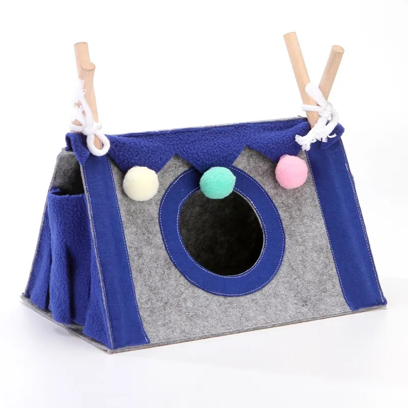 New Hamster Tent Dutch Pig Sugar Glider Hidden House For Shade Small Pet Nest Wooden Stick Triangular Tent Sleep Rest And Play