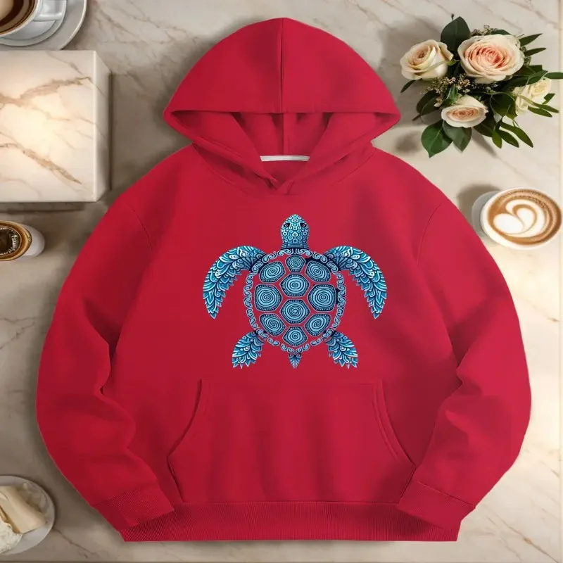 

Зима-Осень, женская одежда больших размеров, женский свитшот большого размера, синий черепаховый узор, художественная графика, хлопок Y2k, модный комфорт