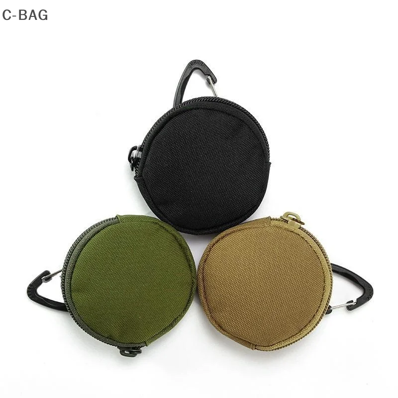 コンパクトなタクティカルイヤホンホルダーとキーポーチ。ポータブルな丸型コインホルダー。クラシックなアウトドアスポーツ収納ケース。