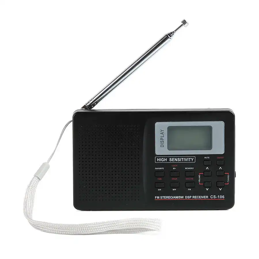 CS-106 AM FM SW Radio Portable Digital Full Band Pocket Radio with Alarm Clock Support Memory Function Low Loss Backlight Keys