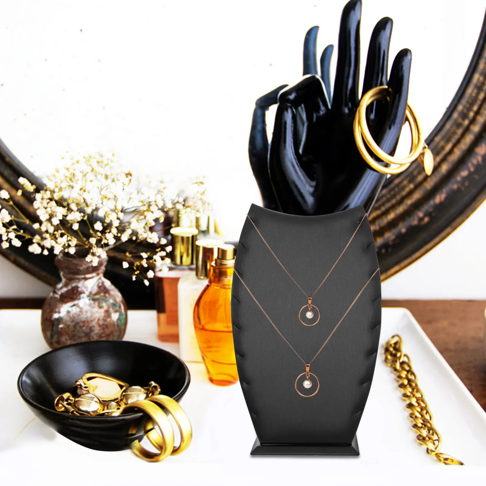 

Necklace Display Stand Adjustable Height Multifunctional Jewelry Organizer Space-Saving Necklace Holder for Teen Women