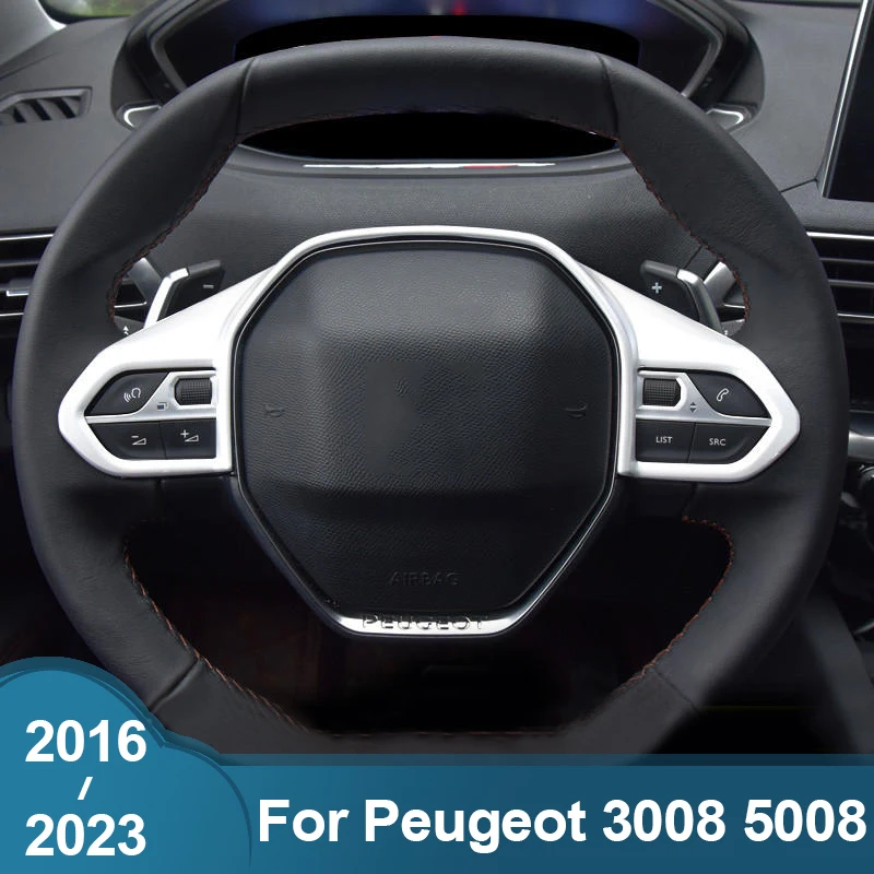 

Для Peugeot 3008 5008 GT 2016-2023 ABS автомобильный руль декоративная рамка наклейки декоративные наклейки модификация аксессуары