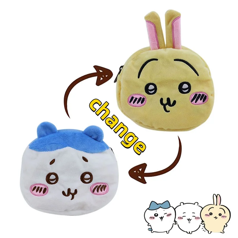 

Plush Self Anime Kawaii ハチワレ ちいかわ Coin Purse Large Capacity Double Sided Pencil Case Makeup Storage Bag Cartoon Gift