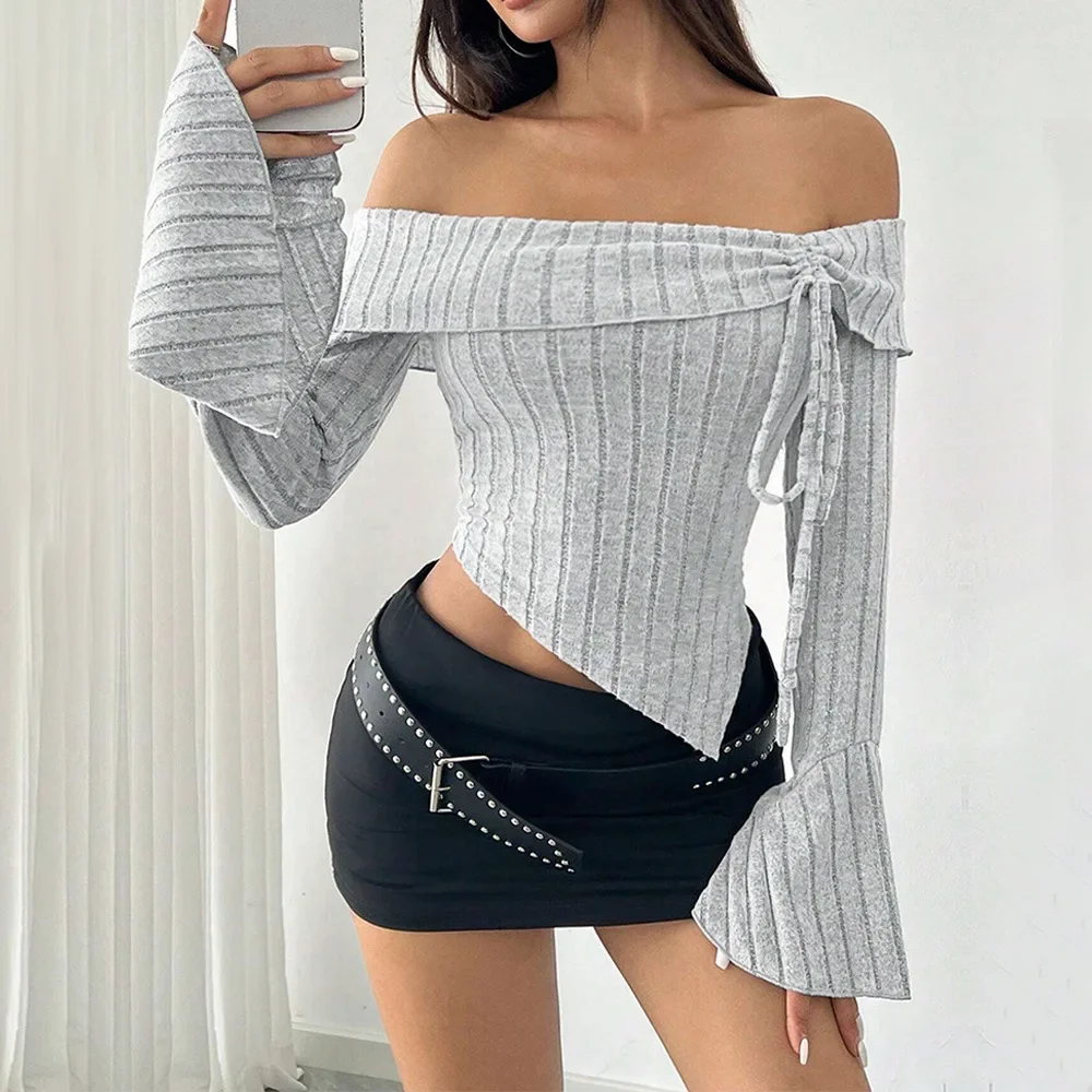 

Women's One-piece Collar T-shirt, Puff Sleeve T-shirt, Elegant Short Style, Belly-baring Top