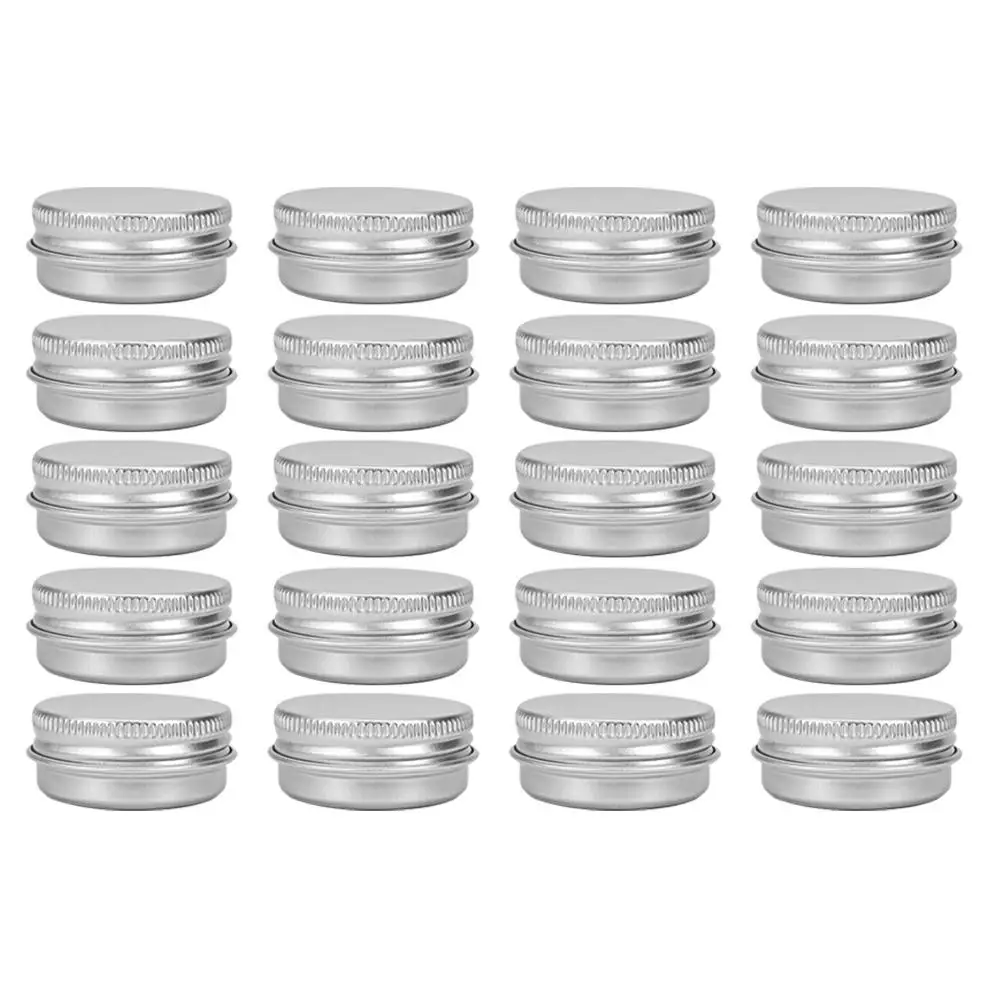 

20pcs Mini Skincare Containers Packaging Boxes Silver Travel Cream Jars Tea Tins Aluminium Boxes Leak Proof Dry Storage