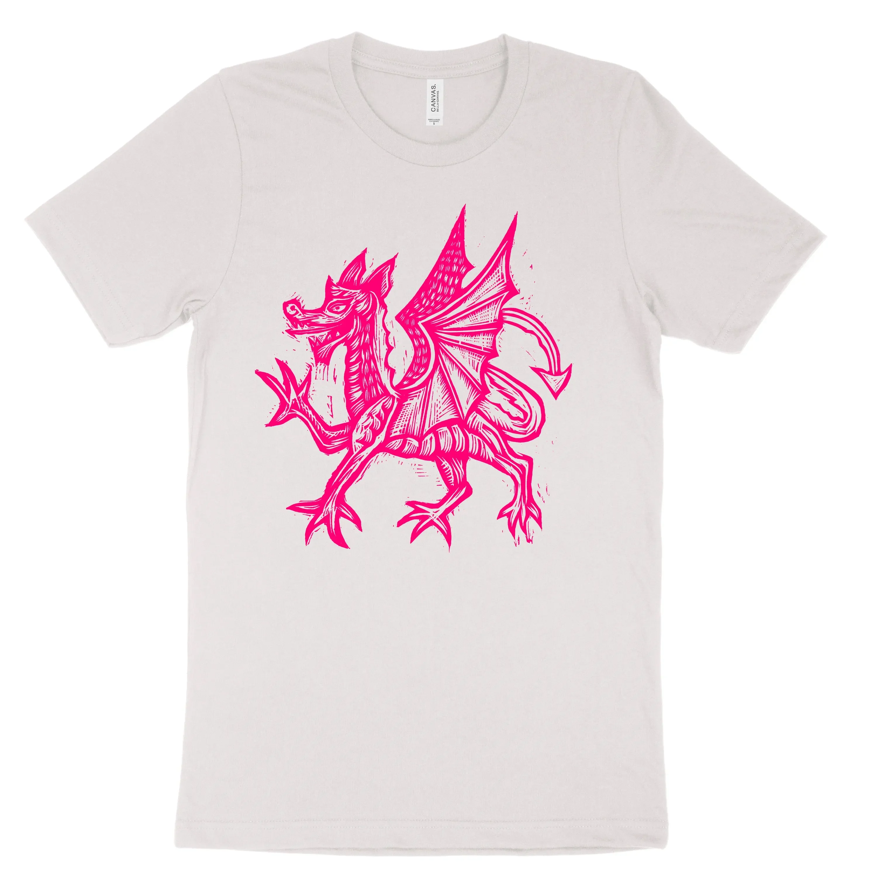 Welsh Dragon Woodcut Handprinted T Shirt