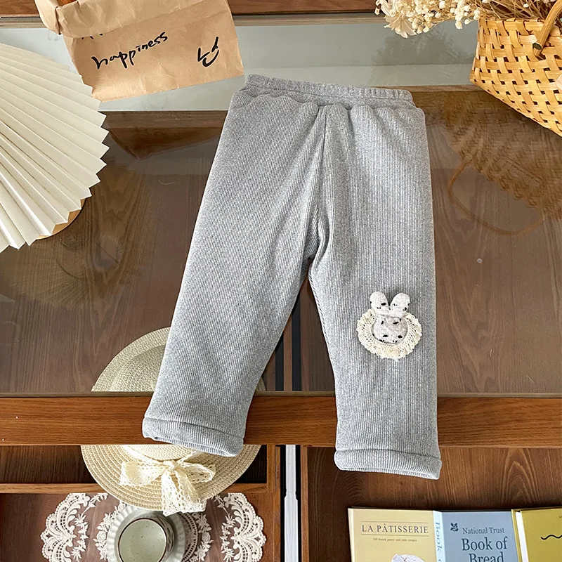 

UNITIM Kids Baby Girls Leggings 2025 Winter Cartoon Embroidery Toddler Girls Tights Casual Thick Warm Children 1-6Y Girls Pants