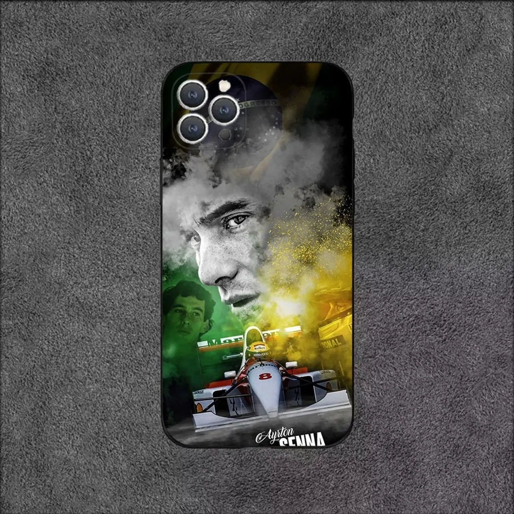 Etui na telefon F1 Driver A-Ayrton S-Senna do iPhone 16,15,14,13,12,11, Plus, Pro Max, XS, X, XR, SE, Mini, 8,7 Miękki silikonowy czarny pokrowiec