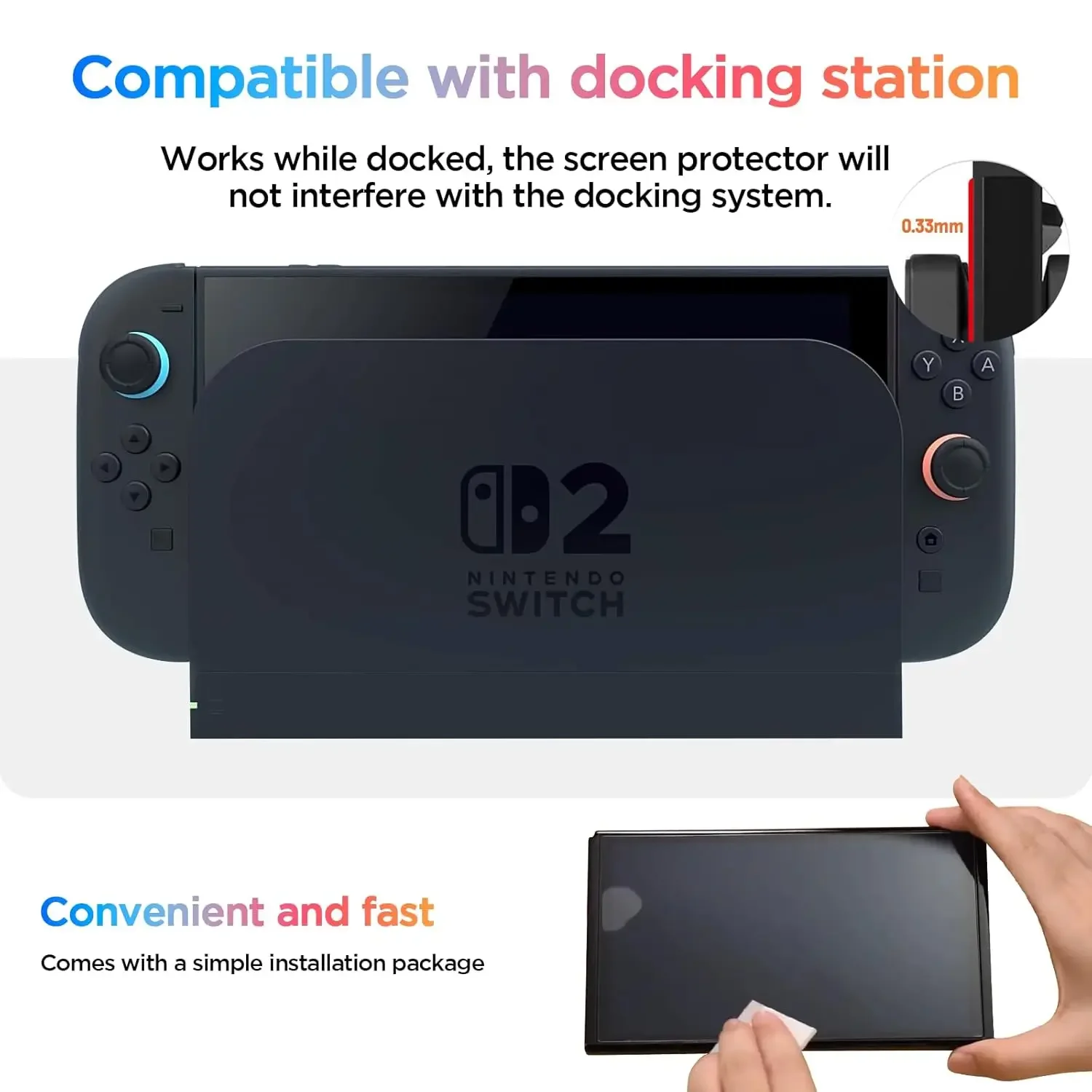 ตัวป้องกันหน้าจอสําหรับ Nintendo SWITCH 2 พร้อมกรอบการจัดตําแหน่ง,กระจกนิรภัย HD ใสสําหรับ SWITCH 2 อุปกรณ์เสริมการจัดตําแหน่งอัตโนมัติ