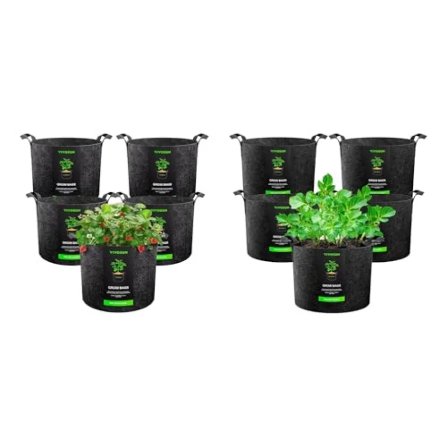 

Набор из 5 мешков для выращивания растений объемом 15 галлонов и набор из 5 мешков для выращивания растений объемом 7 галлонов, сверхпрочные утолщенные горшки из нетканого материала с ручками