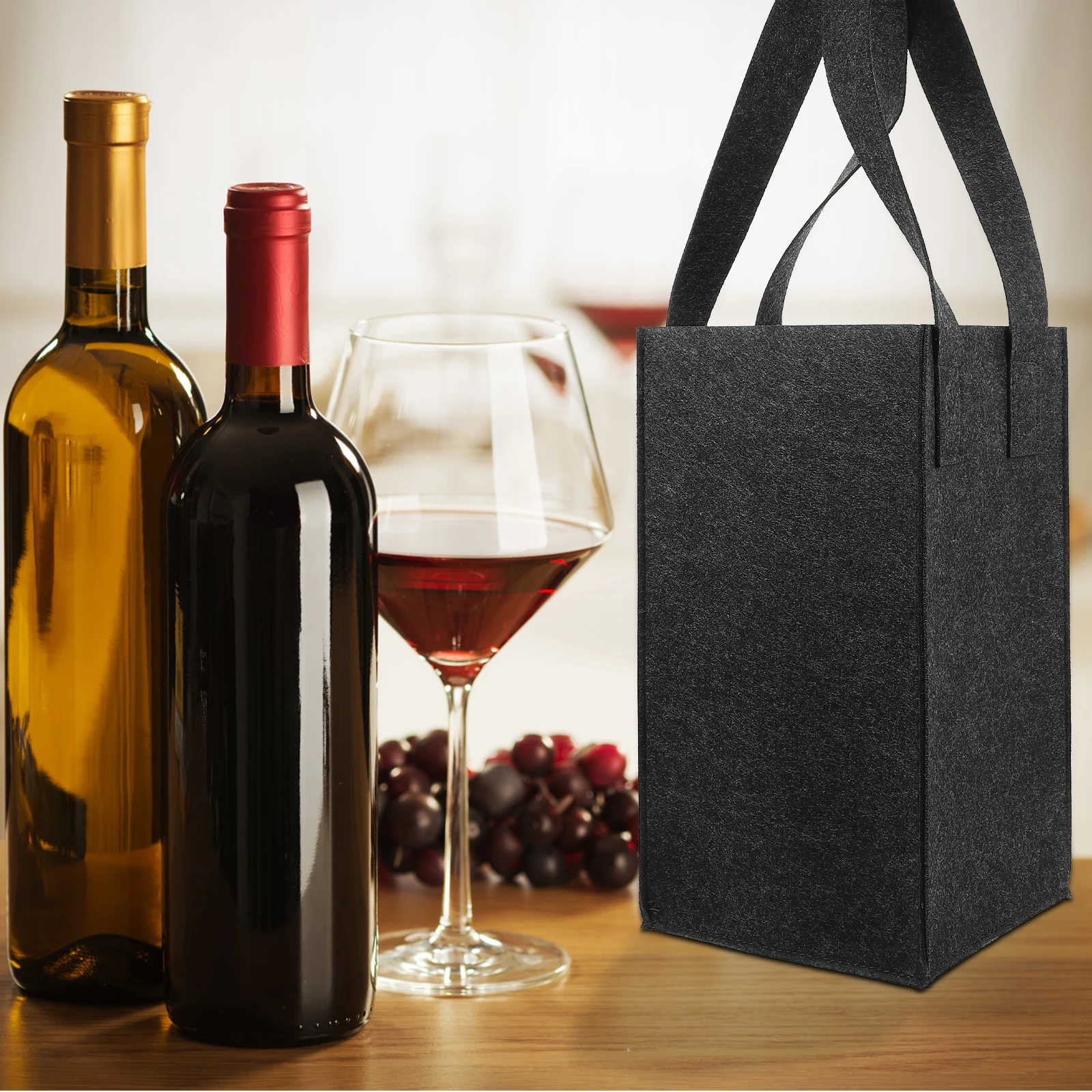 Felt Wine Carrier 4 Bottle Wine Carrier Wine Gift Bags Wine Storage Tote Bags Reusable Grocery Bags Shopping Bag