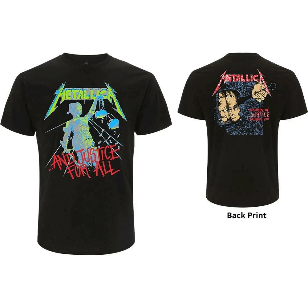 2026 Men Women Cotton T-shirt Casual Street Classic Band Metallica Blue Justice Artistic Patterns Summer Fashion