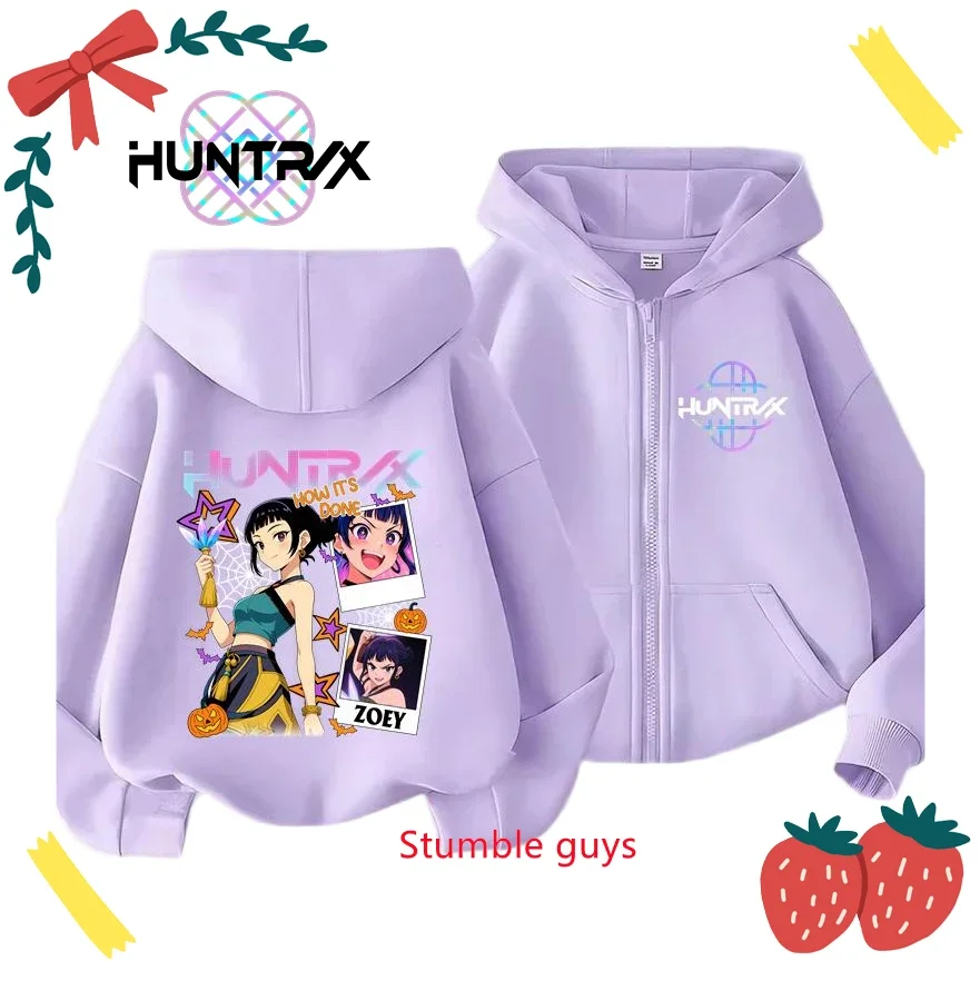 أطفال قلنسوة بسحاب ربيع الخريف Kpop شيطان الصيادين الدافئة الفتيان الفتيات ملابس الخريف المشي البلوز #1