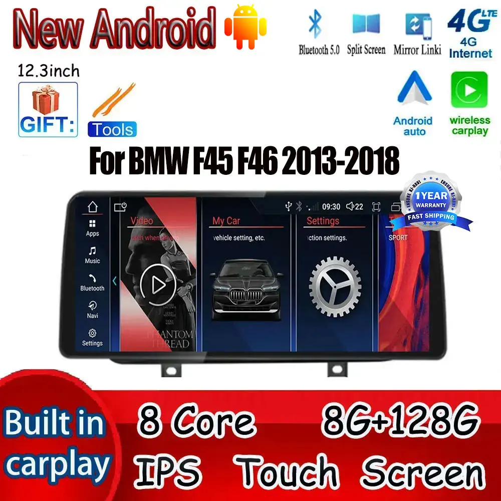 

For BMW F45 F46 2013-2018 Radios Android 14 Auto Touch Screen Multimedia Player Wireless Carplay Radio 12.3" Car Accessories