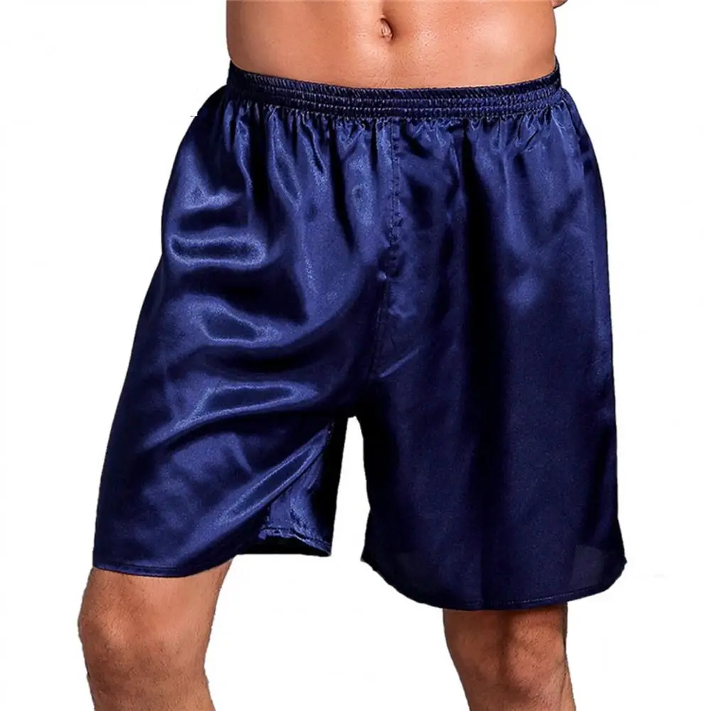 Men Boxers Solid Color Plus Size Loose Mid Waist Summer Briefs for Sleeping Men Underwear Great Stitching Smooth Men Boxers