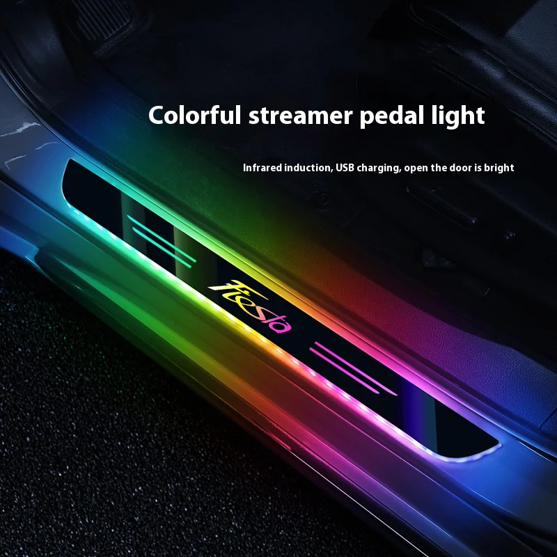 

Car LED Wireless Welcome Lamp USB Charging Magnetic Attraction Telecontrol Door Sill Pedal Lamp Ford Fiesta MK4 MK5 MK6 MK7 MK8