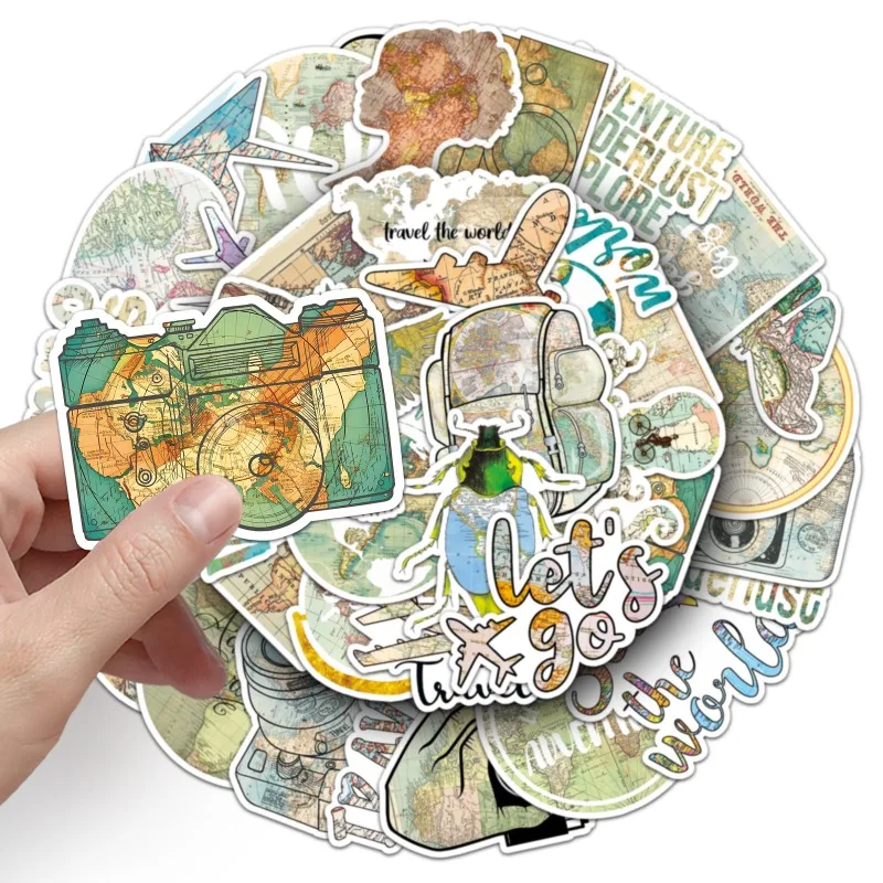 50pcs 만화 성격 ‌ 세계 지도 크리에이티브 낙서 장식 스티커