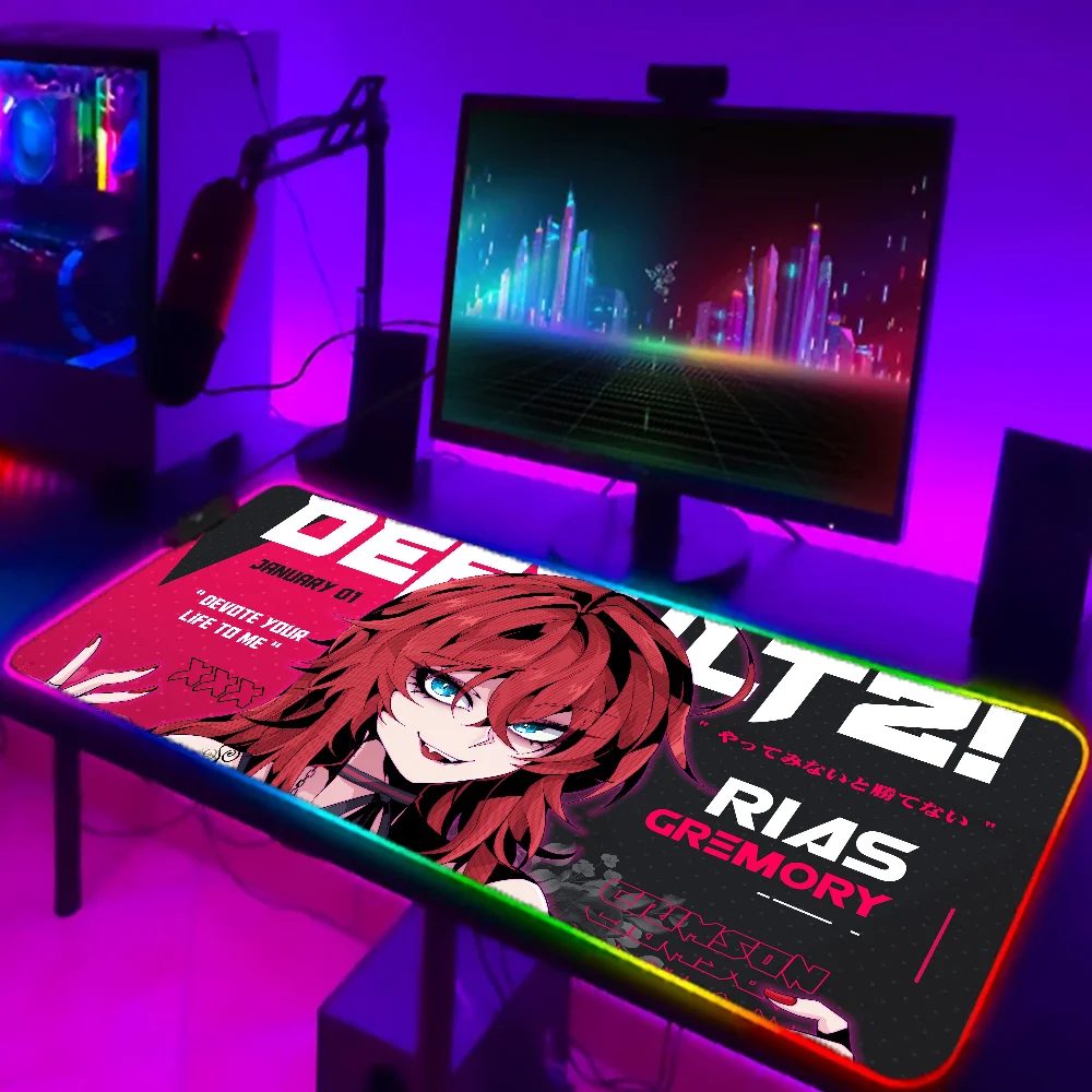 1PC Rias Gremory Crimson Queen Mat XXL RGB Gaming Mouse Pads HD Black Gamer Accessories Large LED