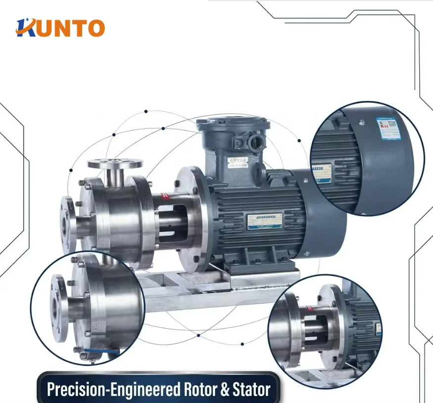 Industrial Inline Shear Emulsifier Pump With Multi-Stage Rotor-Stator 304 316 Continuous Homogenizer For High Viscosity Mixing