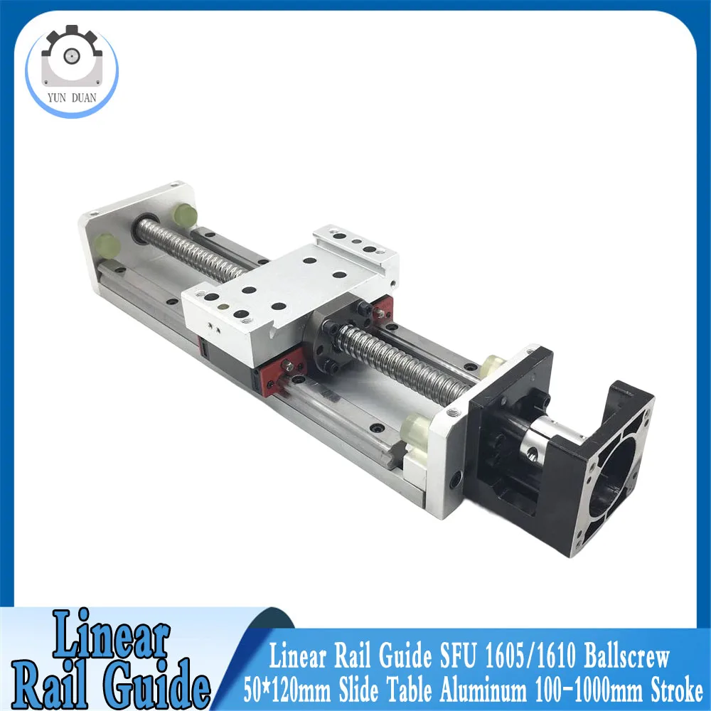 

Linear Rail Guide 100~1000mm Stroke SFU1605/1610 Ballscrew Aluminium 2x15mm Linear guide for 57/60 Motor Or with Handwheel