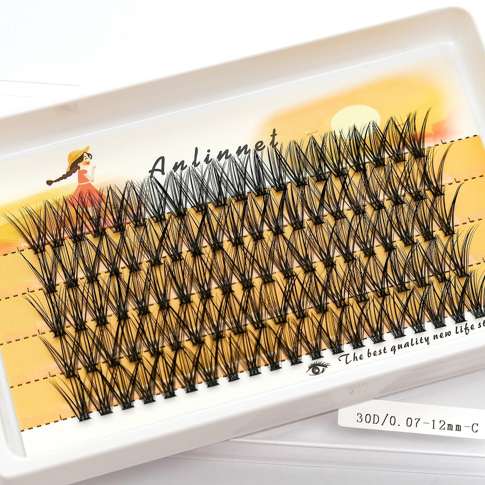 ANLINNET 100 natural eyelash makeup eyelash extension 30D/40D/50D personal eyelash cluster makeup false eyelash tool