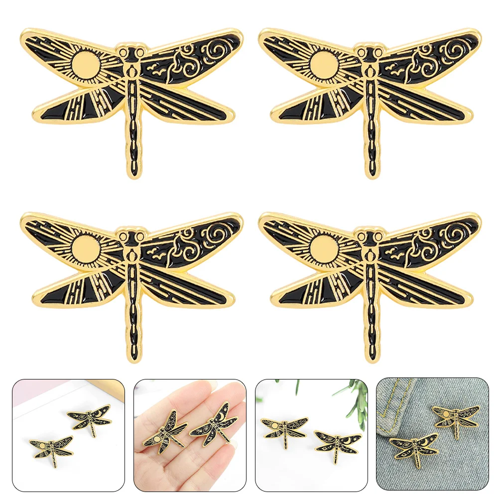 4 Pcs Brooch Cartoon Backpacks Clothes Mini Decor Hat Pin Costume Jewlery Dragonfly Badge Animal