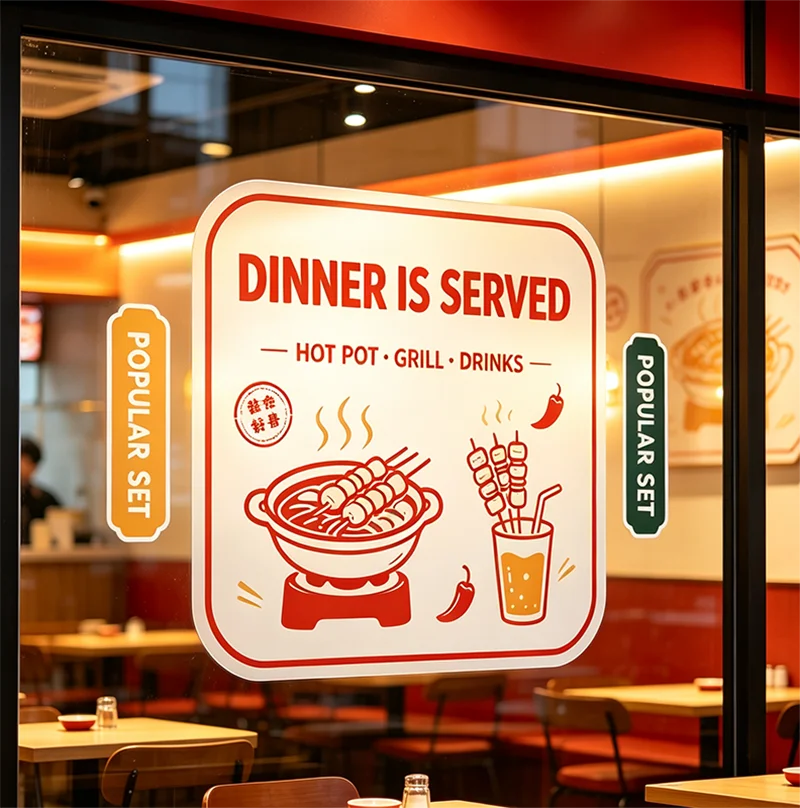 Custom Waterproof Non-transparent Vinyl Advertising Stickers Window Decals for Salon Bakery Cafe Pet Shop Clothing Store Gym Ret