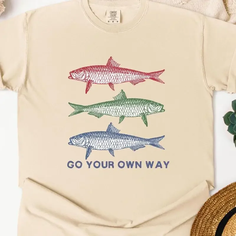 Be Yourself Sardines  Vintage Style T shirt Fisherman Aesthetic Sardine Ocean Inspired Tinned Fish