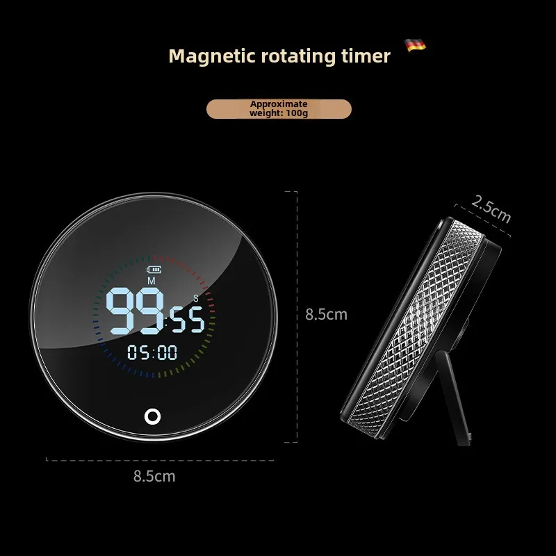USB Rechargeable Rotary Timer Electronic Timer Magnetic Kitchen Baking Student Time Countdown Manager