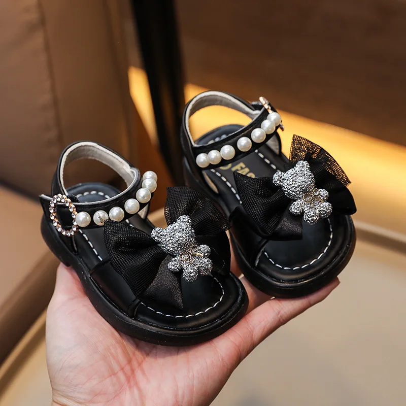 Girls Shoes Fashion Kids Shoes 2024 Summer New Baby Walking Shoe Antiskid Sandal Bow Princess Shoe Sandals for Girls Sandalias