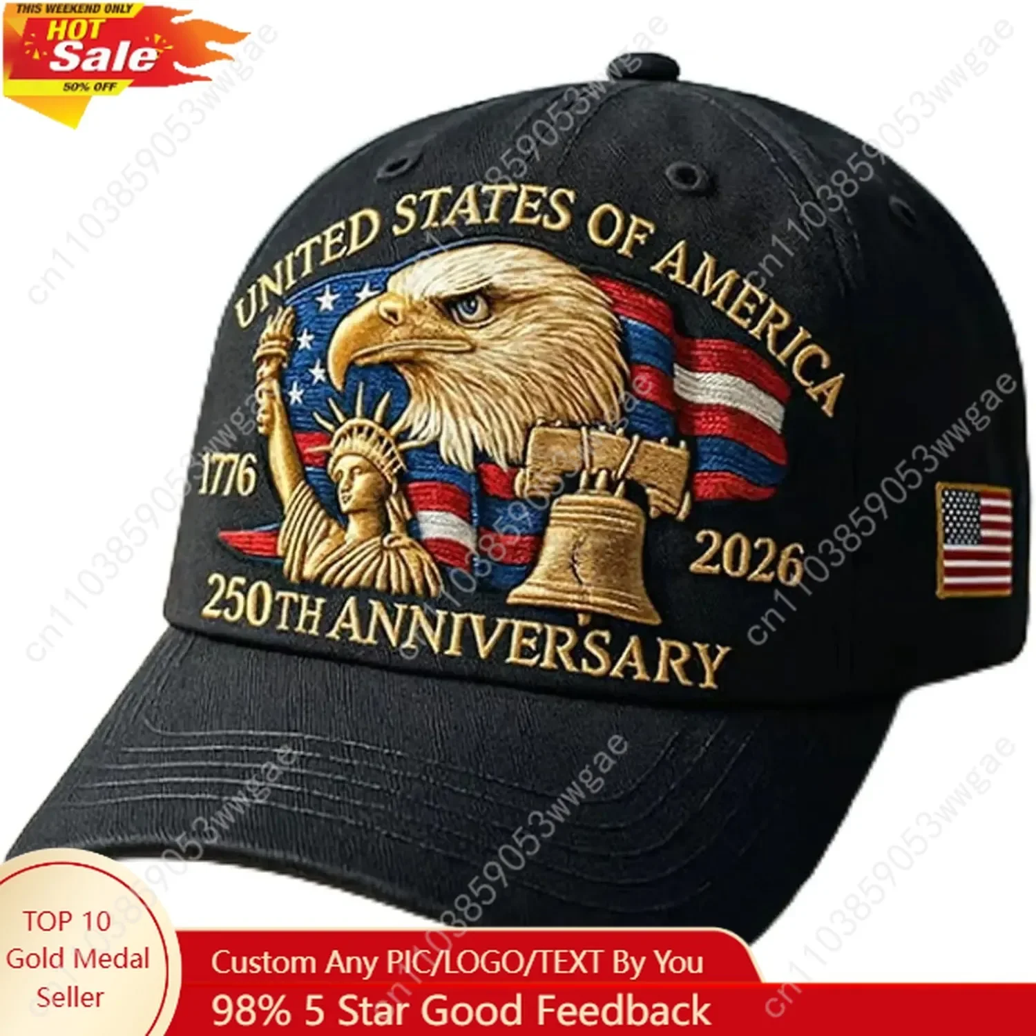 

USA Flag 250th Anniversary Hat Eagle Liberty United States Men Women Caps Patriotic Baseball Cap Adjustable Embroidery Sunhat