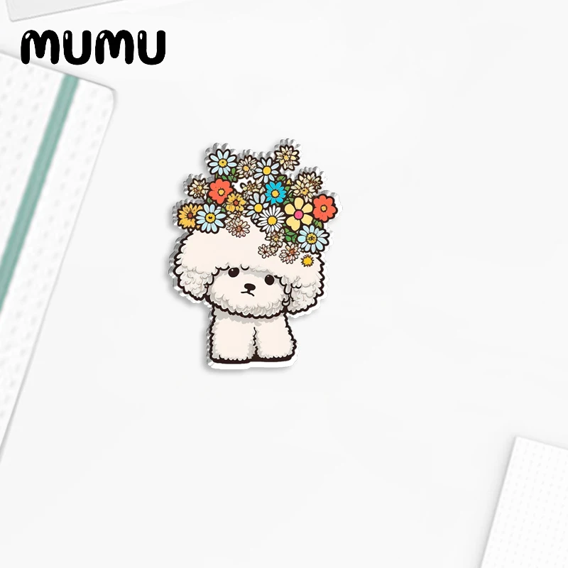 2023 New Dog Cat and Flowers Lapel Pin Cute Acrylic Brooches Handmade Epoxy Jewelry Shirt Bag Badge