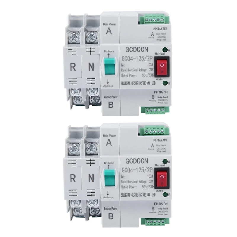 

2X Dual-Power Automatic Transfer Switch 2P 100A Household 35Mm Rail Installation