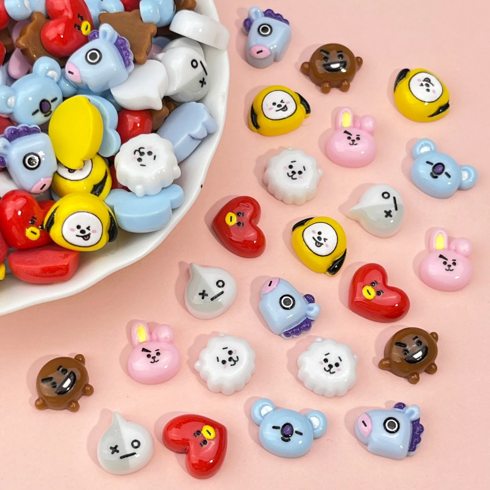 B T 21 Chimmy Koya RJ Shooky Tata Cooky Nail Charms DIY Waterproof Decoration Nail Accessories Fingernail Decor Resin Ornament view 4