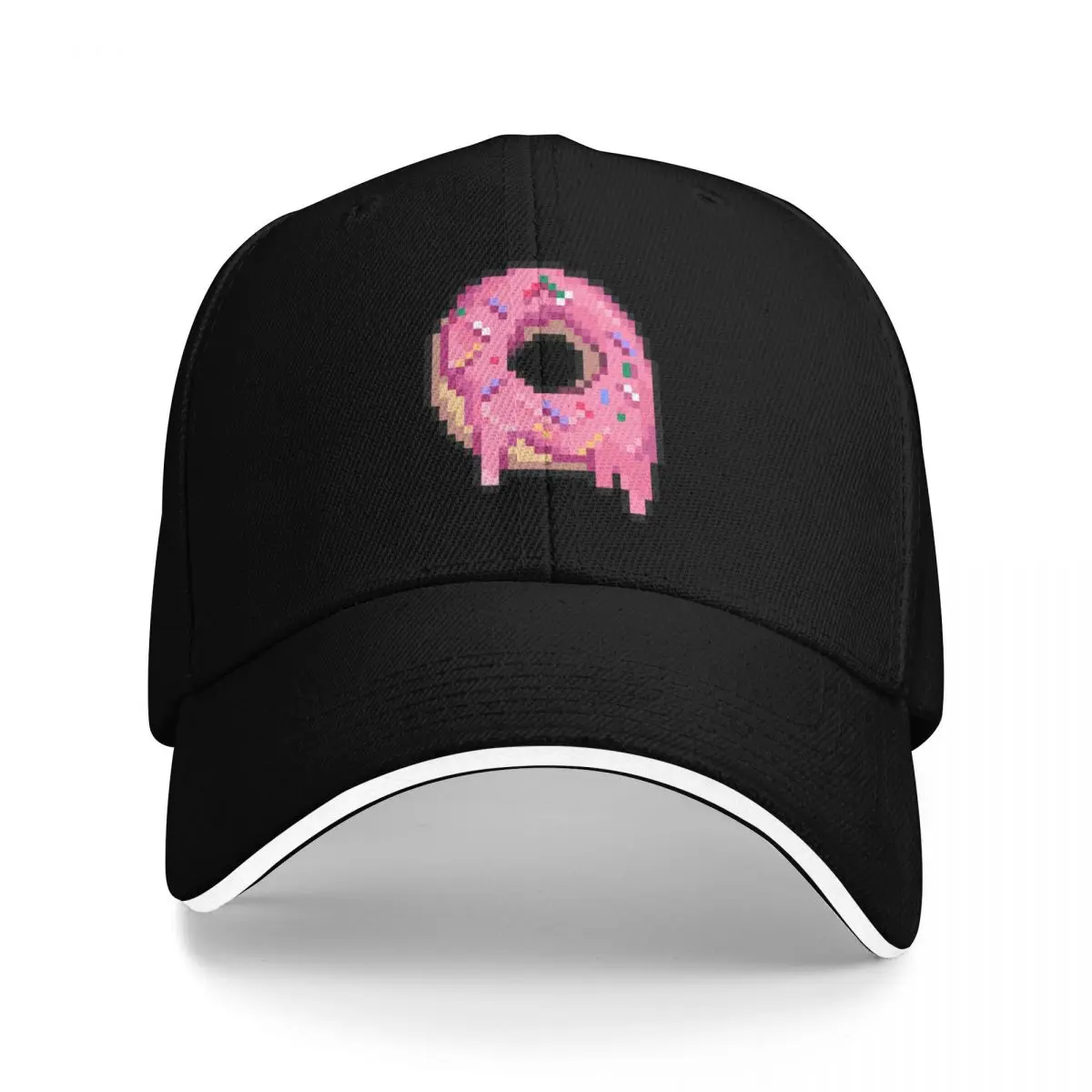 

Drippy Pink Frosted Sprinkled Pixel Donut Baseball Cap Golf Hat Man custom caps Man Women's