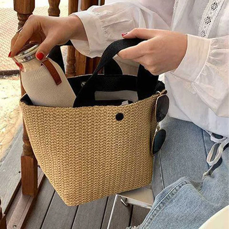 New retro casual boho style pastoral handmade woven bag 2025 summer fashion beach large capacity women's natural fiber tote bag