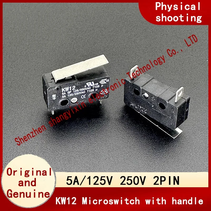 genuine micro switch KW12 Touch button travel limit detection Reset with handle lever 2 pin 5A 125/250V
