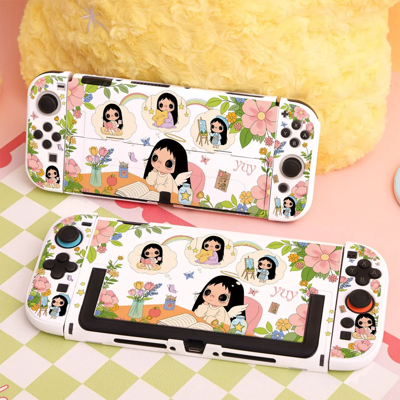 Y2K Style Split Case for Nintendo Switch 2 OLED NS Console Cute White Non-Slip Shock-Resistant Thin Joy-Con Controller Covers